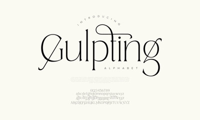 Thin serif font with artistic loops and calligraphic accents, perfect for upscale editorial and brand design