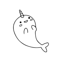 cute cartoon narwhale vector illustration