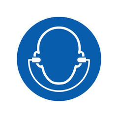mandatory safety signs icon_ear plug must be worn round shapes