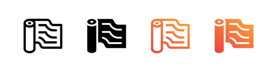 Roll Multiple Style Icon Set Vector 