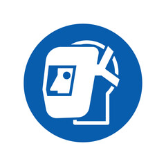 mandatory safety signs icon_welding mask must be worn round shapes