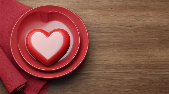 Romantic Heart Shaped Plate Setting for Valentine's Day, Perfect for Intimate Dinners, Special Occasions, and Love Celebrations with Elegant Table Decor