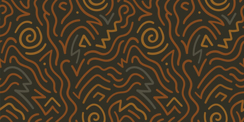 Contemporary Tribal Seamless Pattern, suitable for fashion design, decoration, fabric, wallpaper and printing on warm brown background