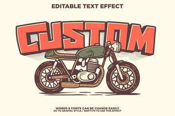 vintage retro style editable text effect with caferacer motorcyle for poster or tshirt design