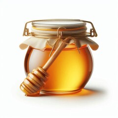 a honey jar isolated on a white background with a clipping path included