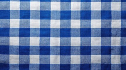 Blue and White Checkered Pattern Fabric Textile Background for Design Projects, Fashion, Home Decor, and Crafting Applications with a Classic Aesthetic Appeal