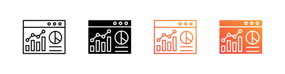 Data Analytics Multiple Style Icon Set Vector 