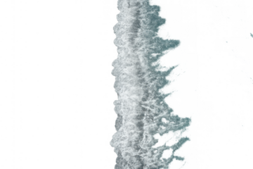 Vertical seamless texture of a realistic ocean wave with foam and splashes on a transparent background