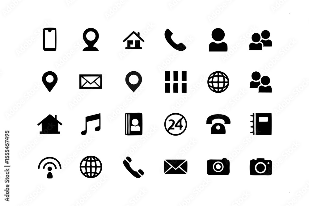 Poster digital communication icons: a collection of meticulously designed digital icons representing variou