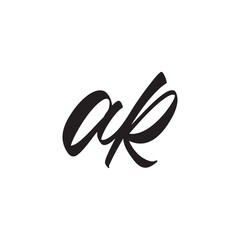 Initial Letter Logo Brush Calligraphy Style AK