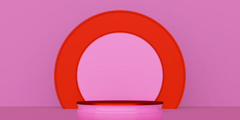 Vibrant Pink Backdrop Showcases Geometric Podium