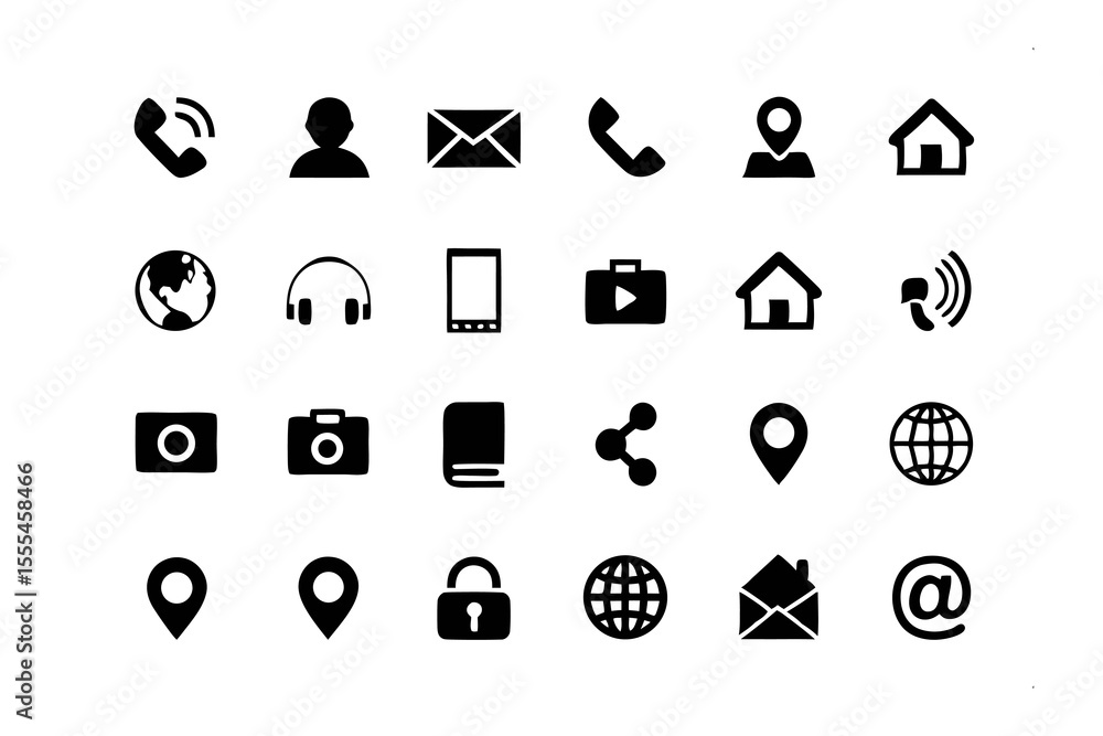 Poster essential icons: a comprehensive collection of essential communication and digital interface icons, 