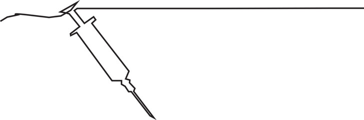Continuous one line drawing of medical syringe. One line drawing illustration of injection syringe. vector,