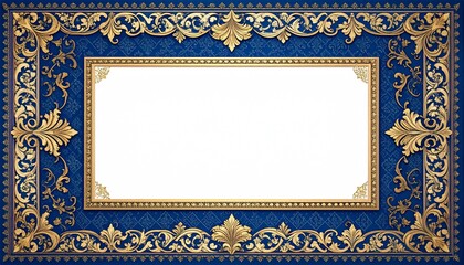 Elegant Gold and Blue Baroque Frame Border Design