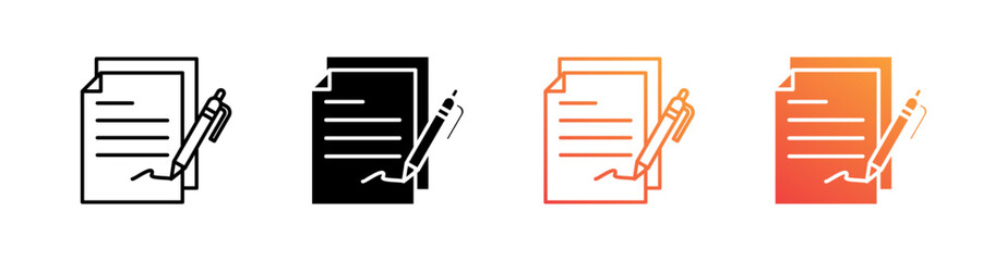 Signature Multiple Style Icon Set Vector 