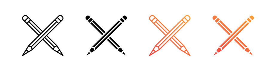 Pencils Multiple Style Icon Set Vector 
