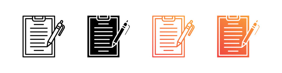 Writing Multiple Style Icon Set Vector 