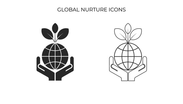 Hands support a world with a growing plant, an emblem for eco-friendliness, earth conservation, and a greener future.