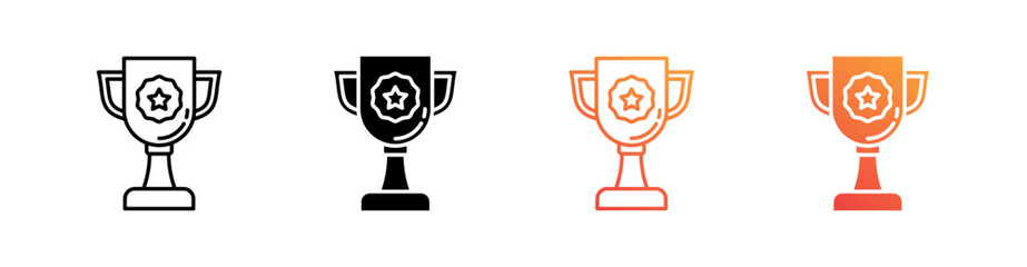 Trophy Multiple Style Icon Set Vector 
