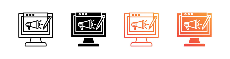 Content Marketing Multiple Style Icon Set Vector 