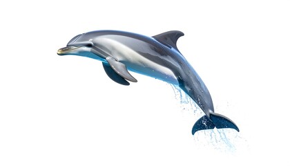 Obraz premium Playful Dolphin Leaping and Jumping Out of Water Isolated on White Background.