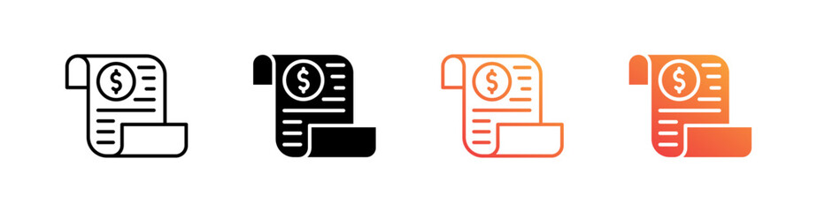 Expense Report Multiple Style Icon Set Vector 