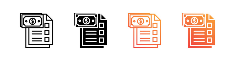 Investment Plan Multiple Style Icon Set Vector 