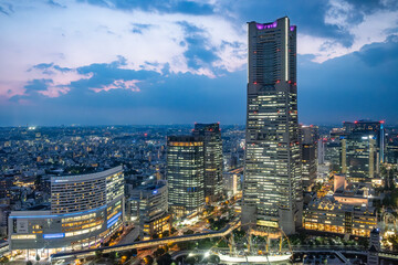 日本の神奈川県横浜市みなとみらいの夜景