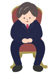 ージャスな椅子に腰掛けるビジネスパーソンの男性のイラスト