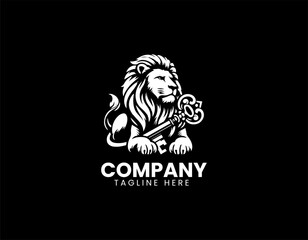 Majestic Lion with The Key of Infinity Eternal Power Wisdom Vector Logo Design