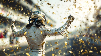 Formula One Racing Team Driver Celebrates Victory

