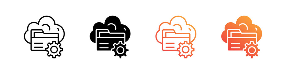 Cloud Management Multiple Style Icon Set Vector 