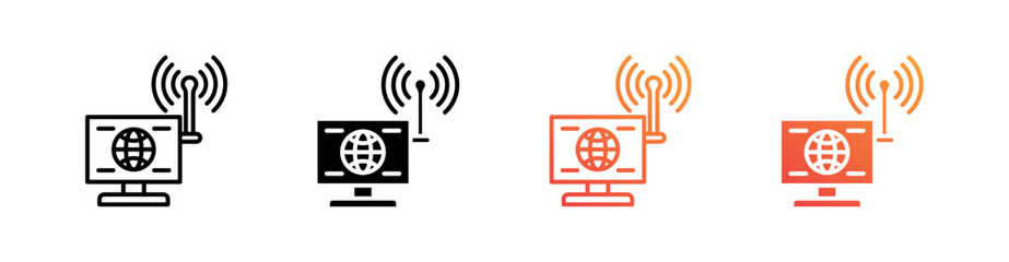 Hotspot Multiple Style Icon Set Vector 
