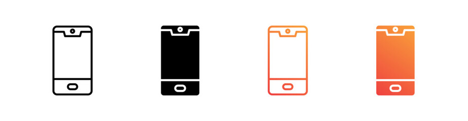 Phone Cell Multiple Style Icon Set Vector 