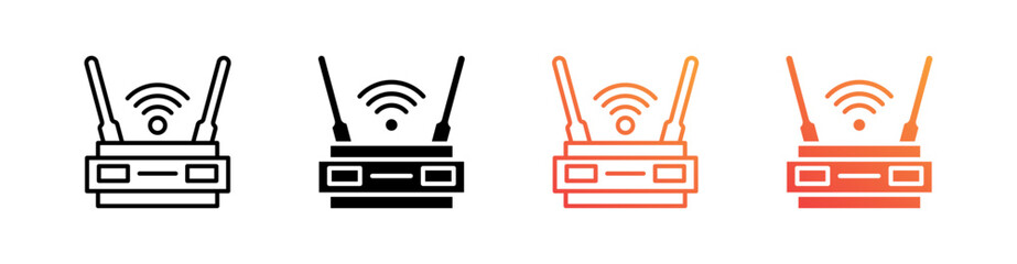 Wifi Multiple Style Icon Set Vector 