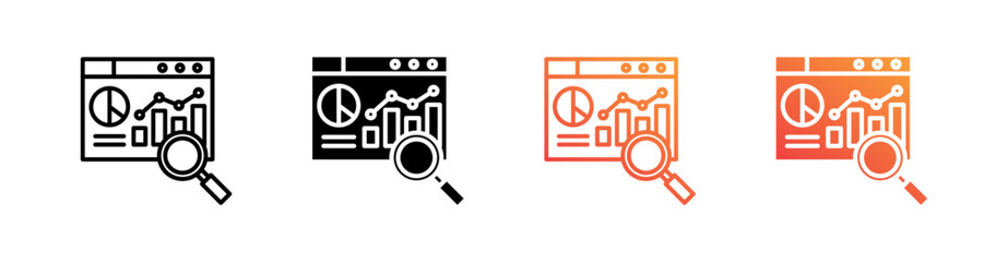 Analytics Multiple Style Icon Set Vector 