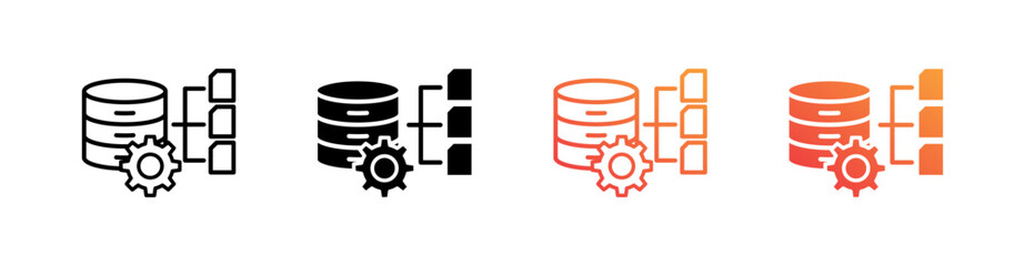 Database Storage Multiple Style Icon Set Vector 