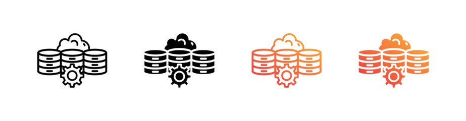 Data Center Multiple Style Icon Set Vector 