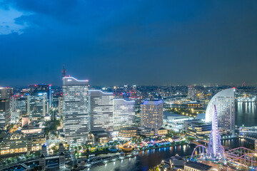 日本の神奈川県横浜市みなとみらいの夜景