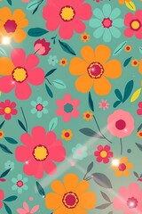 Playful floral surface design with a vibrant and whimsical aesthetic