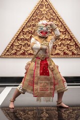Graceful rama traditional thai khon dance performance thailand cultural showcase indoor stage...