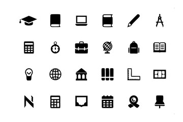 Black and White Educational Icons: A carefully curated collection of black and white educational icons. Perfect for representing knowledge, learning, and academic pursuits.