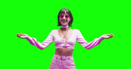Young woman in pink dress gif loop animation. - Powered by Adobe