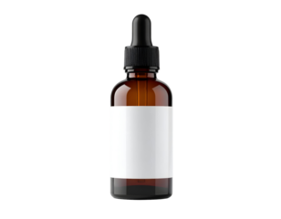 Amber bottle with blank label mockup