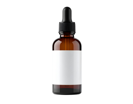 Amber bottle with blank label mockup