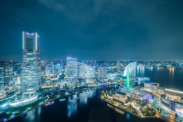 日本の神奈川県横浜市みなとみらいの夜景
