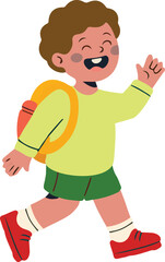 Excited Kid Going to School With School Backpack