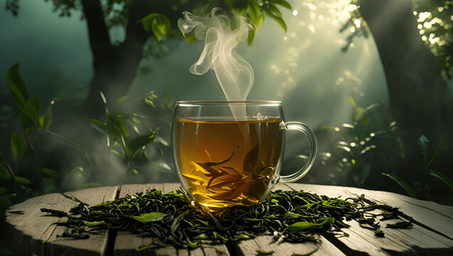 green tea in the garden - Powered by Adobe