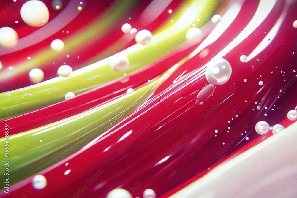 Poster abstract design with flowing lines and pearls.