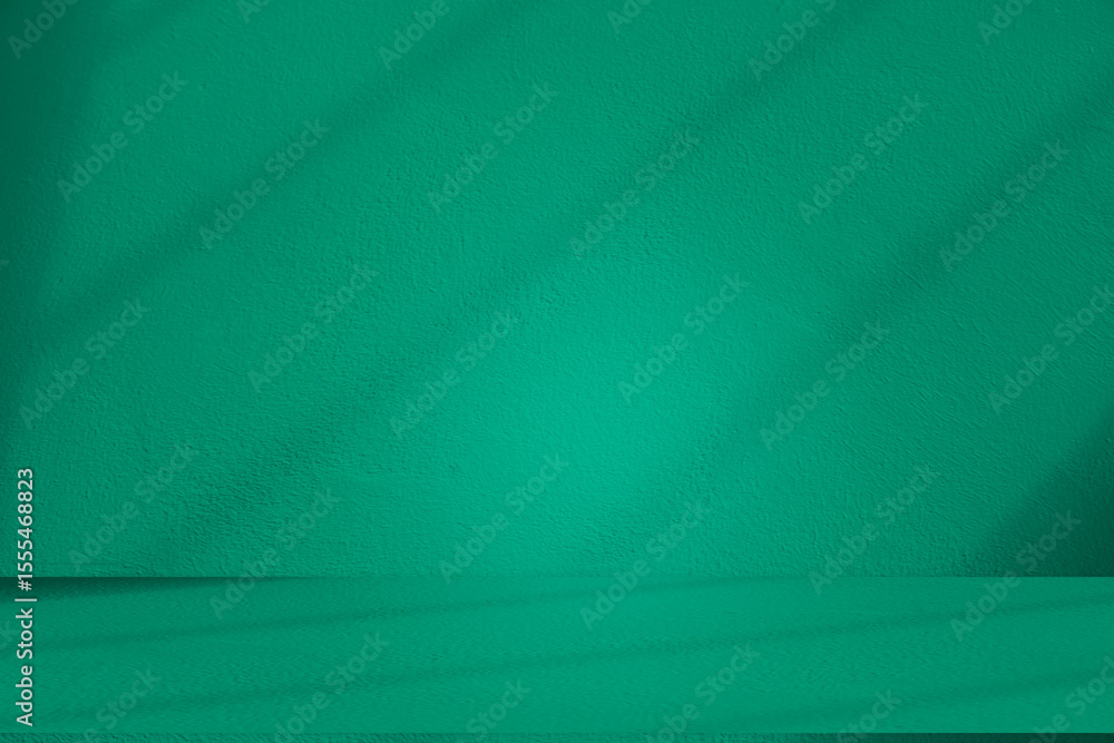 Aufkleber Wall interior background, studio and backdrops show products. with leaf shadow from window color green and white. background for text insertion and presentation of product	
